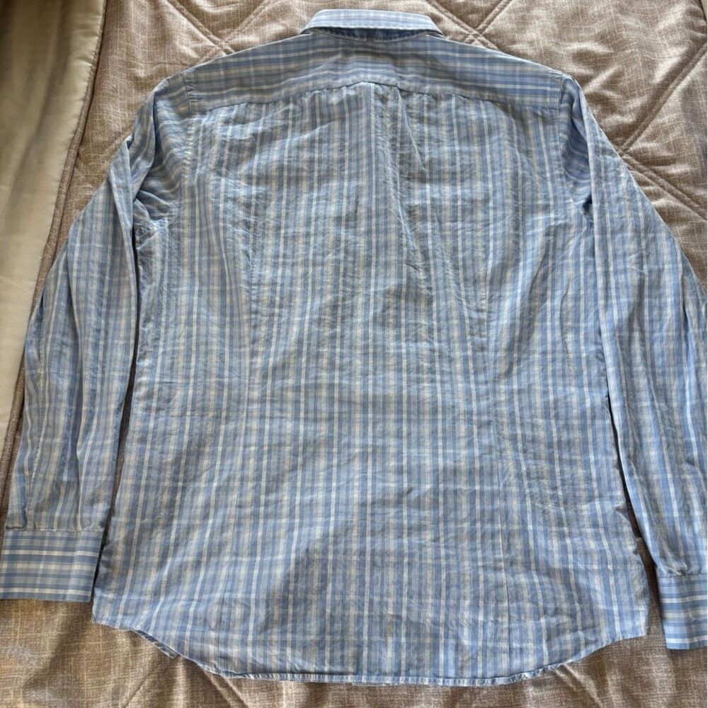 Banana Republic: Leggiuno Italian Fabric Blue Plaid Dress Shirt Men's